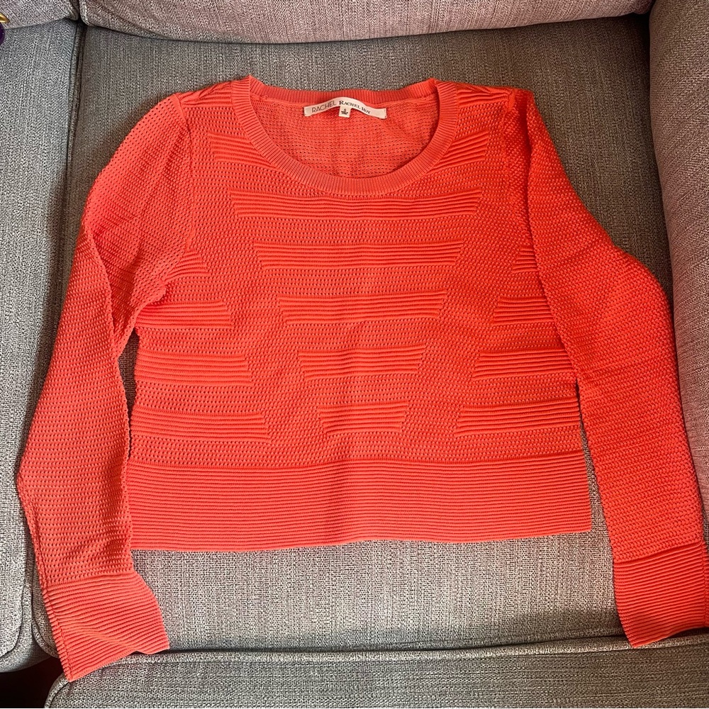 Bright Coral Mesh like Women’s Long Sleeve Top